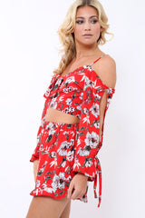 Red floral Shorts - Dahlia-Shorts