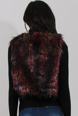 Reddish Hue Faux Fur Cropped Gilet - Marva-Jackets
