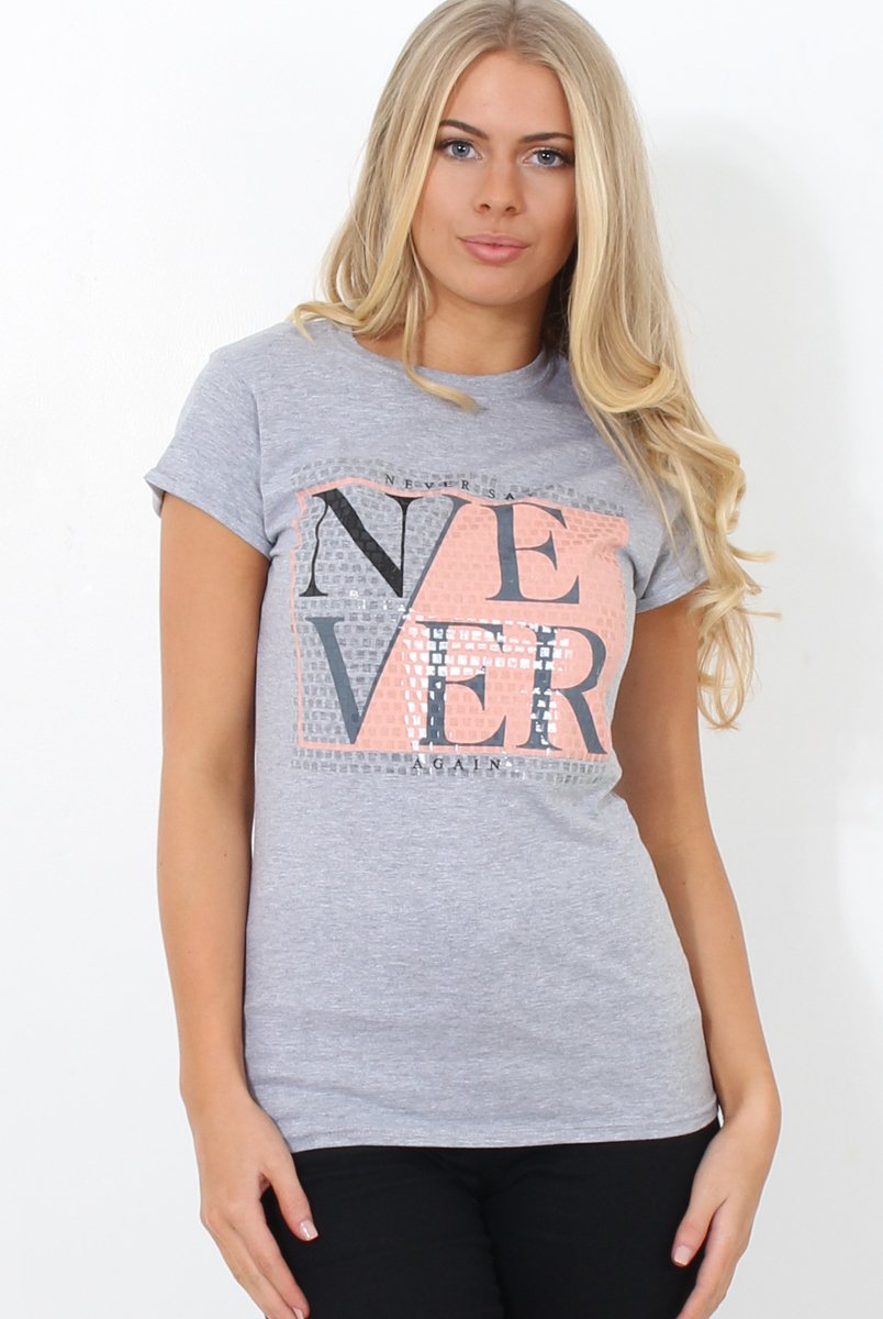Remmi Grey Slogan Top-Tops