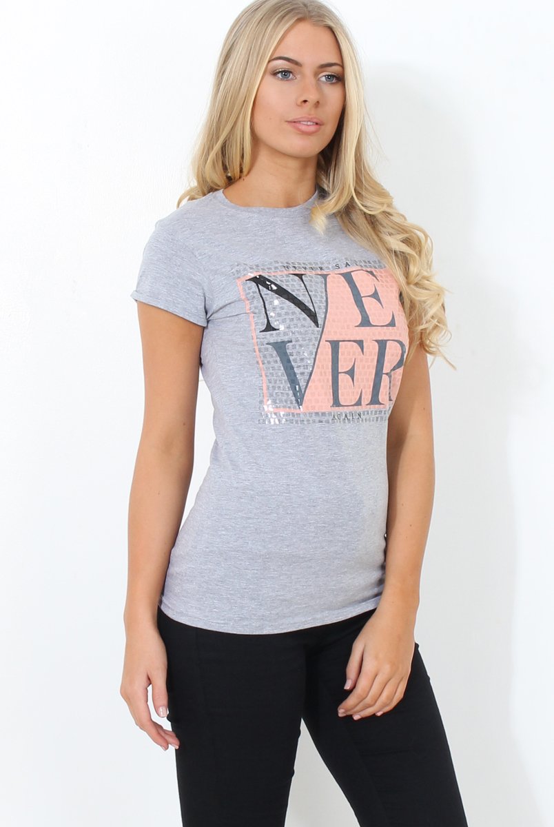 Remmi Grey Slogan Top-Tops