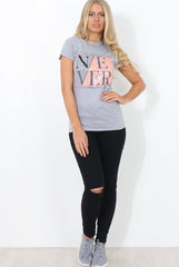 Remmi Grey Slogan Top-Tops