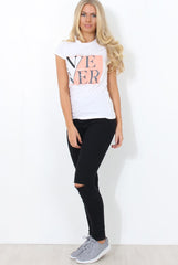 Remmi White Slogan Top-Tops