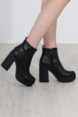 Rheta Black PU platform ankle boots-Boots