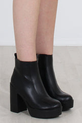Rheta Black PU platform ankle boots-Boots