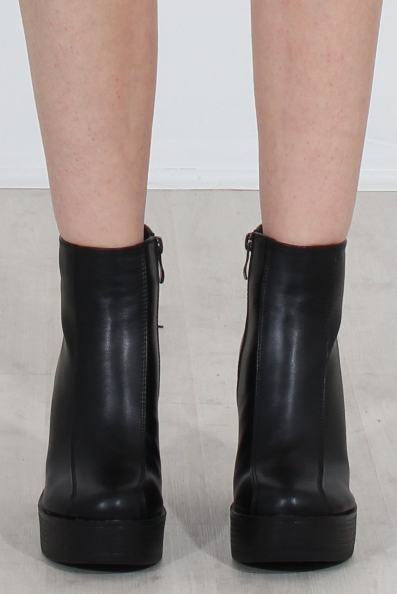 Rheta Black PU platform ankle boots-Boots