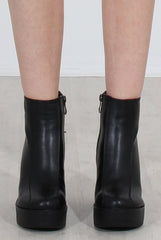 Rheta Black PU platform ankle boots-Boots