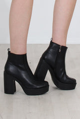 Rheta Black PU platform ankle boots-Boots