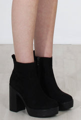 Rheta Black Suede Platform Ankle Boots-Boots