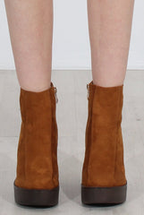 Rheta Tan Suede Platform Ankle Boots-Boots