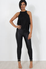 Riaa Black High Neck Top-Tops
