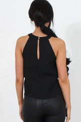 Riaa Black High Neck Top-Tops