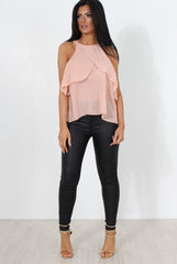 Riaa Nude High Neck Top-Tops