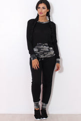 Rihan Black Camouflage Loungewear Set-Loungewear