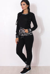 Rihan Black Camouflage Loungewear Set-Loungewear