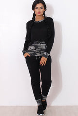Rihan Black Camouflage Loungewear Set-Loungewear