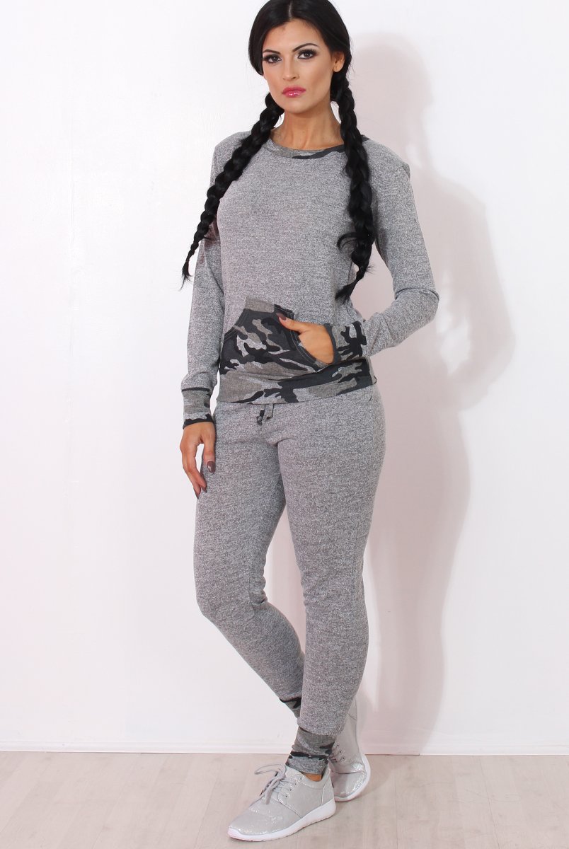 Rihan Light Grey Camouflage Loungewear Set-Loungewear