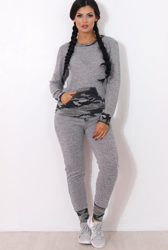 Rihan Light Grey Camouflage Loungewear Set