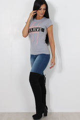Riley Grey Believe Slogan Top-Tops