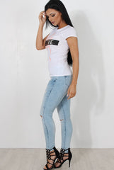 Riley White Believe Slogan Top-Tops