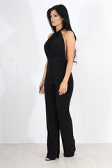 Rommie Black Halter Neck Jumpsuit-Jumpsuits