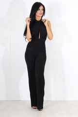 Rommie Black Halter Neck Jumpsuit-Jumpsuits