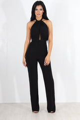 Rommie Black Halter Neck Jumpsuit-Jumpsuits