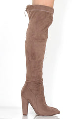 Rosah Mocha Suede Over The Knee Boots-Boots