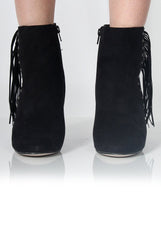 Rosaleen Black Suede Tassel Boots-Boots