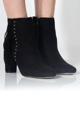 Rosaleen Black Suede Tassel Boots-Boots
