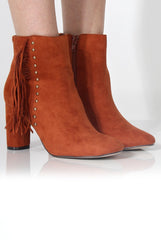 Rosaleen Tan Suede Tassel Boots-Boots