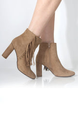 Rosaleen Taupe Suede Tassel Boots-Boots