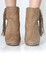 Rosaleen Taupe Suede Tassel Boots-Boots