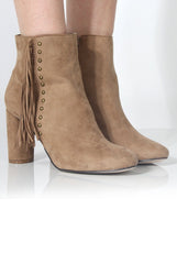 Rosaleen Taupe Suede Tassel Boots-Boots