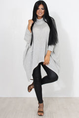 Rosane Grey Cowl Neck Jumper-Knitwear