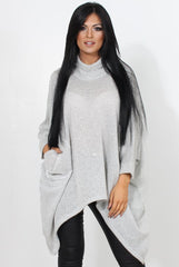 Rosane Grey Cowl Neck Jumper-Knitwear
