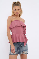 Rose Bandeau Frill Top - Priah-Tops