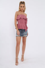 Rose Bandeau Frill Top - Priah-Tops