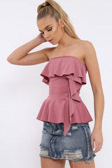 Rose Bandeau Frill Top - Priah-Tops