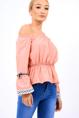 Rose Bardot Bell Sleeve Top - Kenzie-Tops