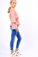 Rose Bardot Bell Sleeve Top - Kenzie-Tops