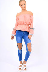 Rose Bardot Bell Sleeve Top - Kenzie-Tops