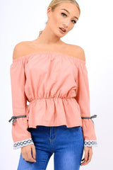 Rose Bardot Bell Sleeve Top - Kenzie-Tops