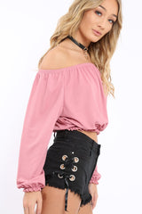 Rose Bardot Crop Top - Brooke-Crop Tops