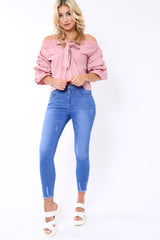 Rose Bardot Ruched Sleeve Top - Kiera-Tops