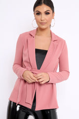 Rose Belted Blazer - Kenna-Tops