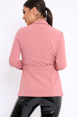 Rose Belted Blazer - Kenna-Tops