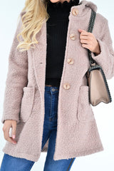 Rose Borg Button Front Hooded Coat - Idaliz-Coats
