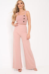 Rose Button Detail Crop Top - Amory-Crop Tops