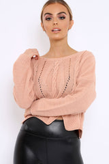 Rose Cable Knit Scalloped Hem Jumper - Lilliana-Jumper