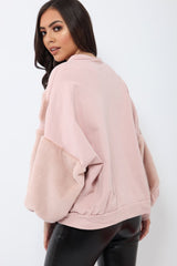 Rose Chevron Fur Jumper - Lara-Tops